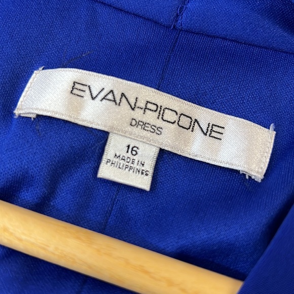 Evan Picone Royal Blue Cowl Neck Sleeveless Drape Waist Dress SZ 16 - Picture 8 of 11